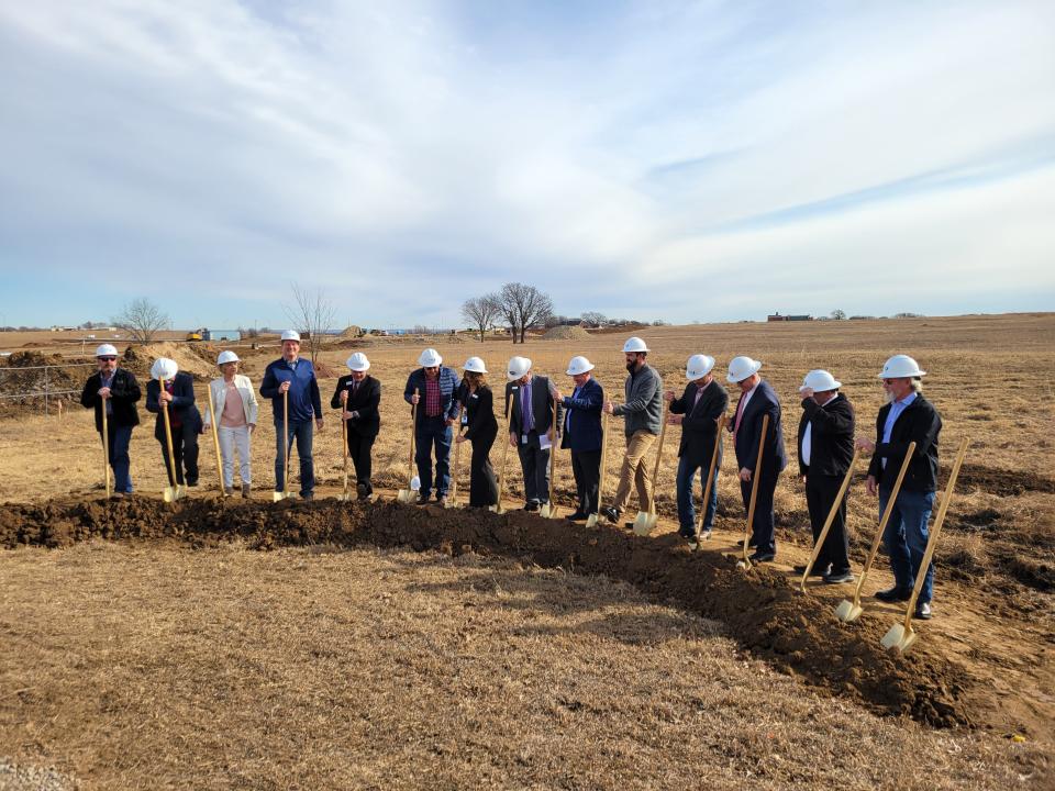 Members of the SouthernTech Board of Education along with other community and education leaders held a groundbreaking ceremony for the new aviation technology building.