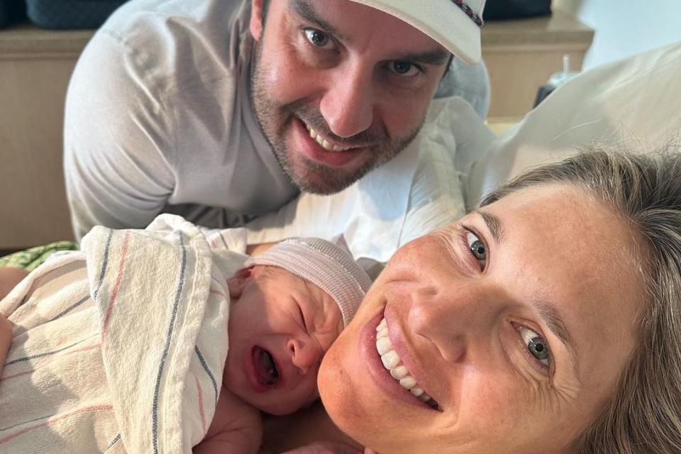 <p>Alix Klineman/instagram</p> Alix Klineman and husband Teddy Purcell with newborn son Theodore