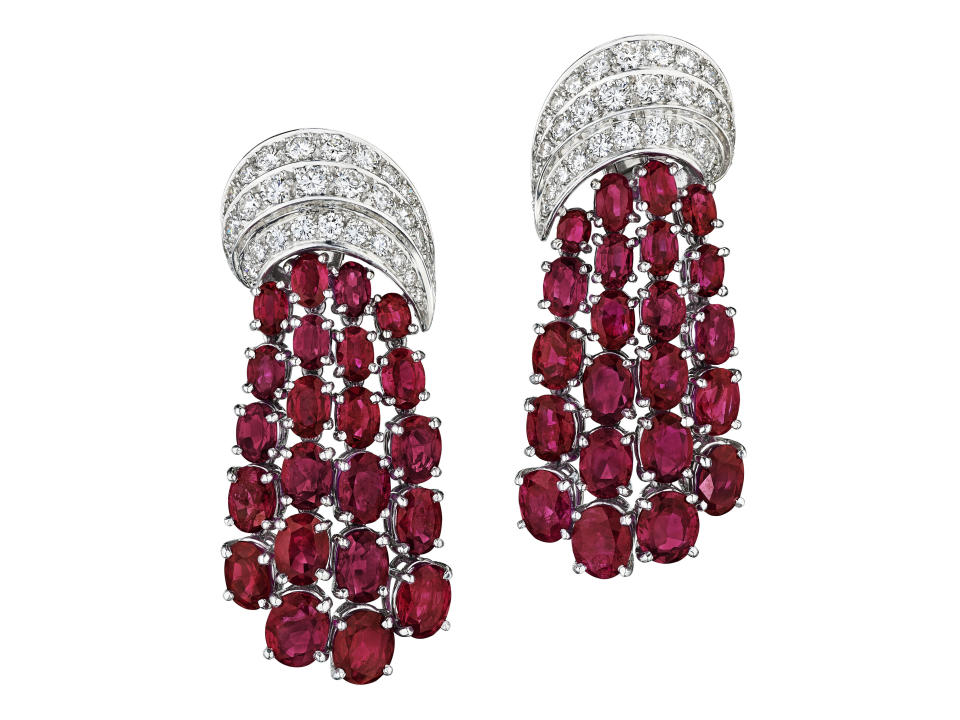 Van Cleef & Arpels - Ruby and Diamond Cascade Earrings - The Magnificent Jewels of Anne Eisenhower - Christie's Auction