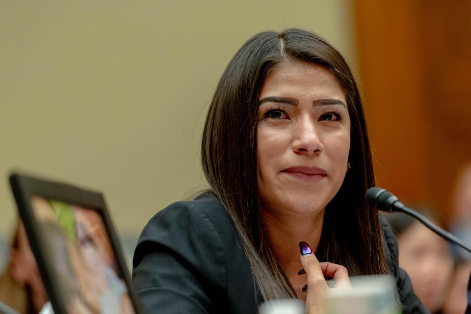 Yazmin Juárez speaks during a hearing about the treatment of migrant children at the border as a witness on July 10, 2019 in Washington. Her 19-month old daughter Mariee died six weeks after being discharged from an Immigration and Customs Enforcement detention facility where Mariee became increasing ill.