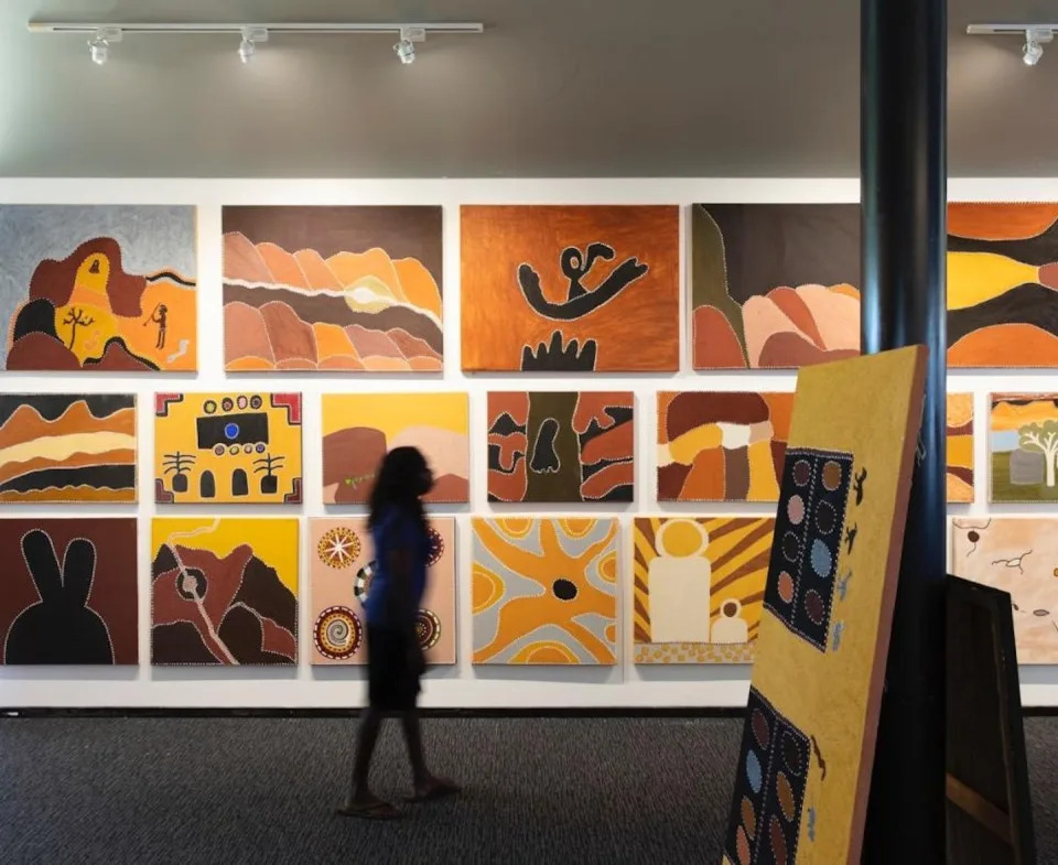 Art for sale at the Warmun Art Centre in the east Kimberley. Bo Wong/West Australian Museum, <a href=