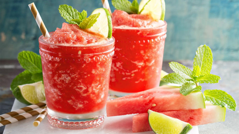 Slushie made with aloe vera juice and watermelon