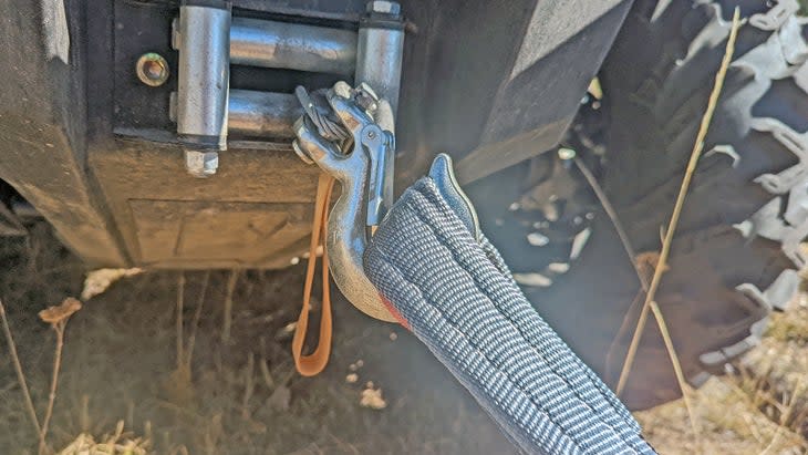 <span class="article__caption">Unable to fully capture the loop on this strap, it’s easy to see how a winch hook (this one’s on my ATV) could fail at the worst moment. </span>