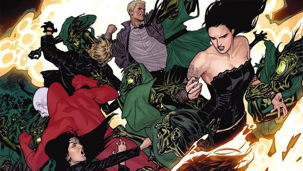  DC Comics artwork of the Justice League Dark fighting. 