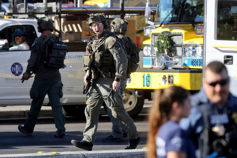 Police work the scene after a shooting on the University of Nevada, Las Vegas, campus (AP)