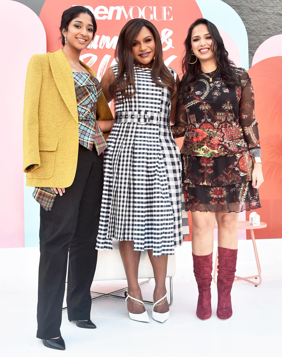 <p>Maitreyi Ramakrishnan, Mindy Kaling and Versha Sharma attend the <em>Teen Vogue</em> Summit and Block Party at Goya Studios in Los Angeles on Dec. 4.</p>