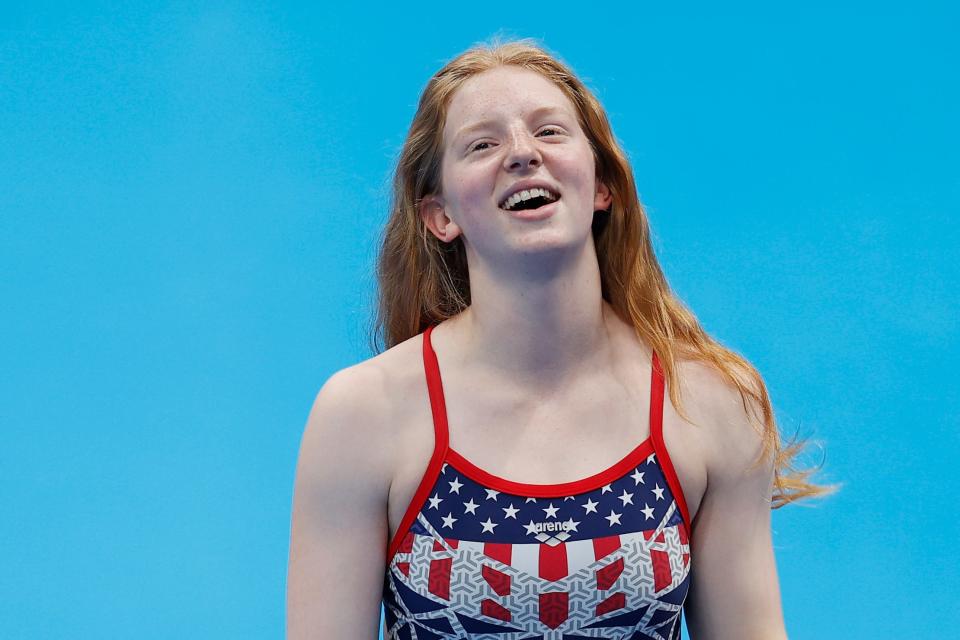 Lydia Jacoby of the United States looks on during training at the Tokyo Aquatics Centre ahead of the 2020 Olympic Games on July 22, 2021.