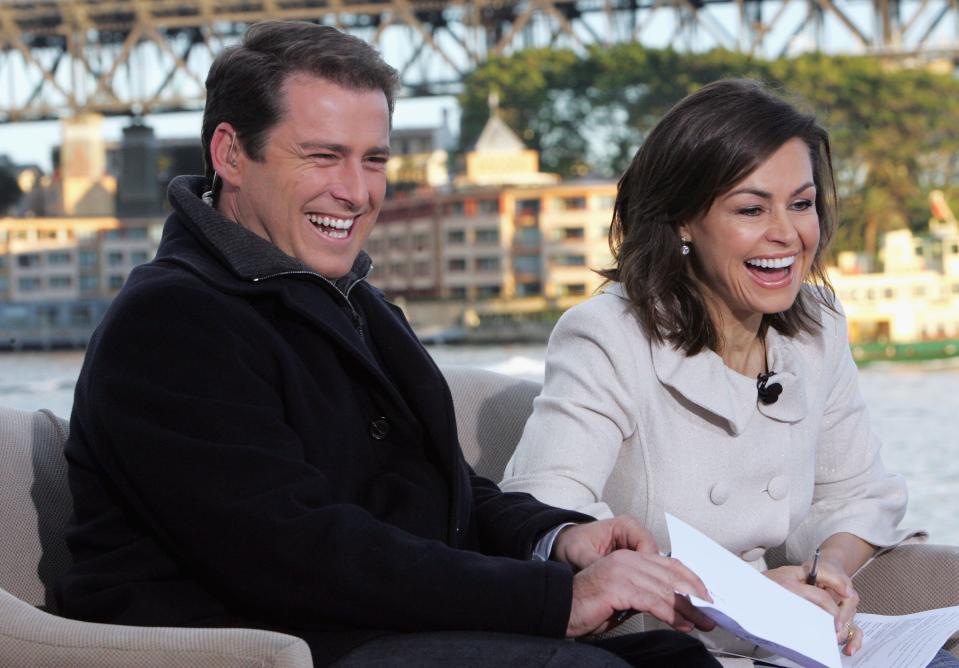 Karl Stefanovic and Lisa Wilkinson live on-air as part of the Today Show 25th birthday celebrations outside the Sydney Opera House on June 28, 2007 in Sydney, Australia. 