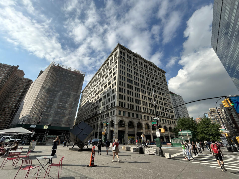 <p>A photo from the iPhone 14's wide angle lens, showing buildings around an intersection in New York's Astor Place.</p>
