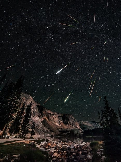 Night sky watcher David Kingham took this photo of the Perseid meteor shower from Snowy Range in Wyoming on August 12, 2012.