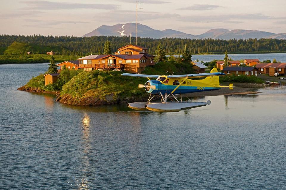 Exterior of Tikchik Narrow Lodge from water