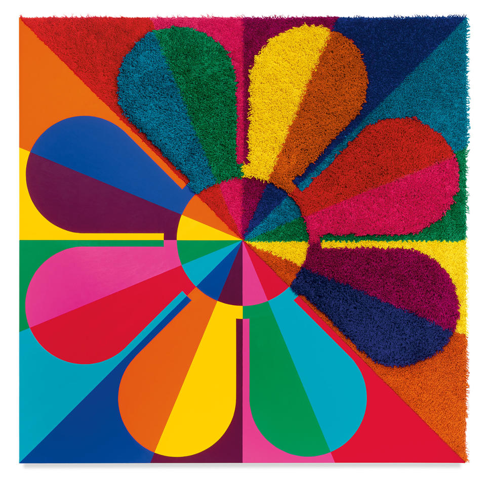 Jim Isermann, Untitled (Flower Shag Painting), 2022, wool and acrylic paint on canvas over aluminum panel