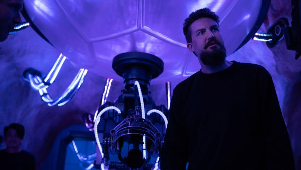 Director Adam Wingard on the set of Godzilla vs. Kong.