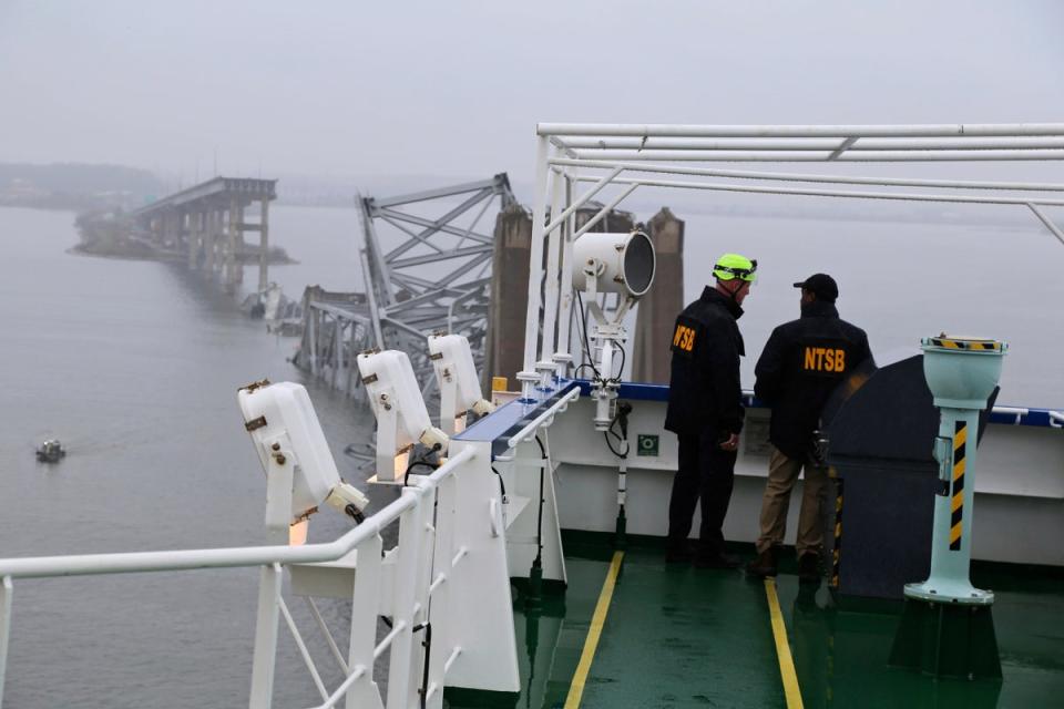 NTSB investigators on board the Dali ship (NTSB)