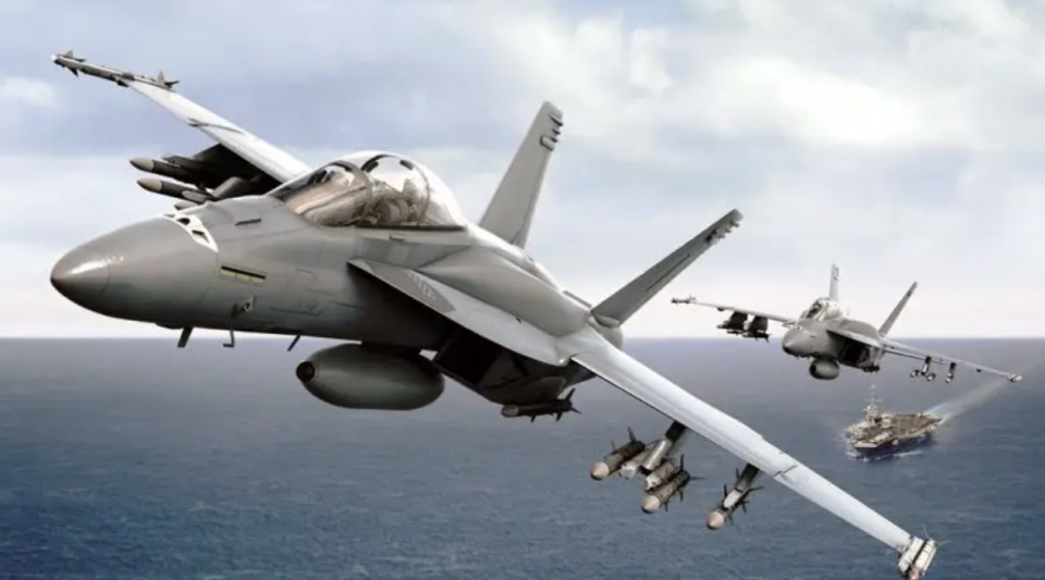 A render of Block III Super Hornets equipped with IRSTs. <em>Boeing</em><br>