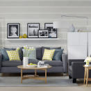 <p> Smarten up a family living room with a modern grey and monochrome scheme with a graphic linear wallpaper as the focal point. Worried that a modern scheme might look too grey? </p> <p> Add pops of a bright accent colour on cushions and accessories. Bring in an informal element with a picture ledge positioned above the sofa – line with family photographs and favourite prints that you can add to and rearrange at your leisure. </p>