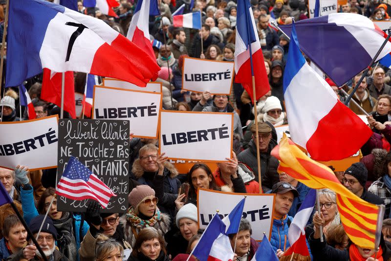 FILE PHOTO: Anti vaccine pass protest in Paris