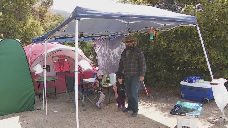 All food should be stored inside vehicles when camping overnight to prevent bears or wildlife from foraging, Silverwood Lake park officials said. (KTLA)