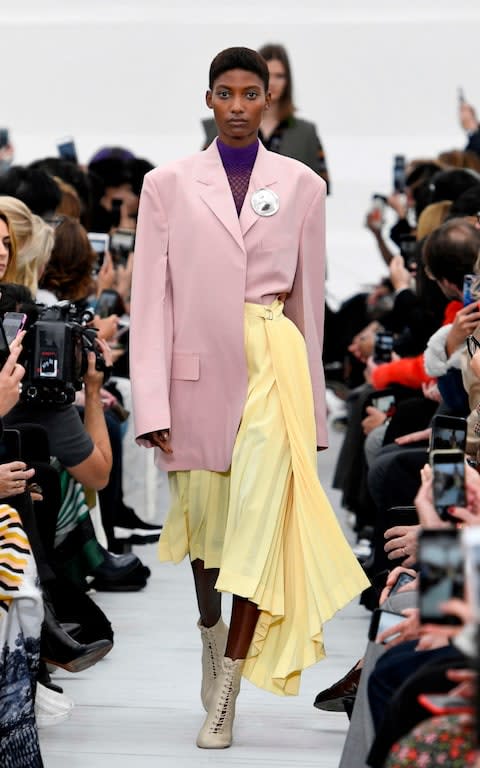 A look from Phoebe Philo's spring-summer 2018 collection for Celine - Credit: AFP