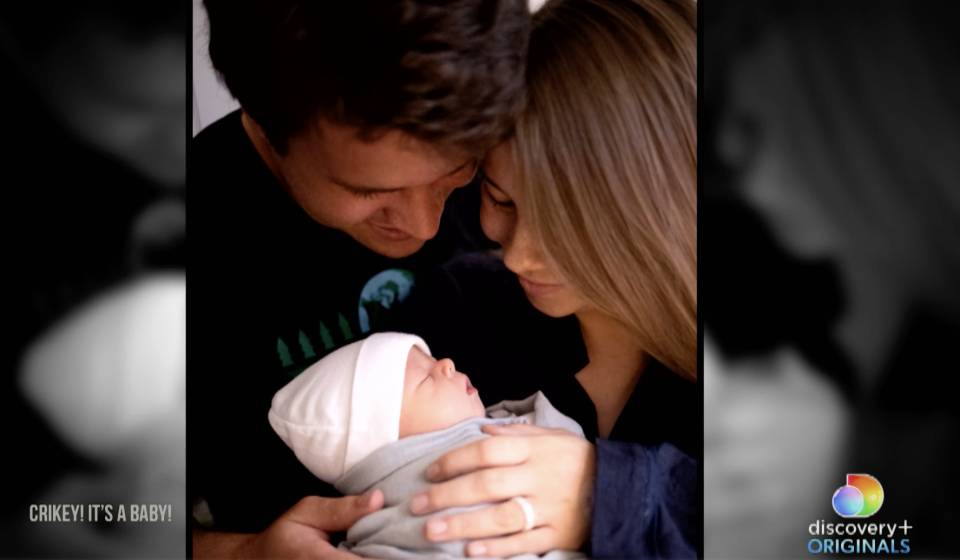 Bindi Irwin, 22, and Chandler Powell, 24, welcomed their first child, Grace Warrior Irwin Powell, on their first anniversary — March 25. Steve Irwin's daughter shares her pregnancy journey in a new discovery+ special, Crikey! It’s a Baby! (Photo: discovery+)