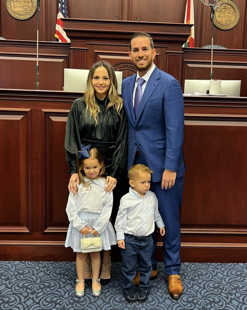 Miami Rep. Daniel Perez and his wife Stephanie Perez with their children, Camila Lucia Perez and Matias Daniel Perez. Perez was designated incoming House speaker on Sept. 18, 2023.