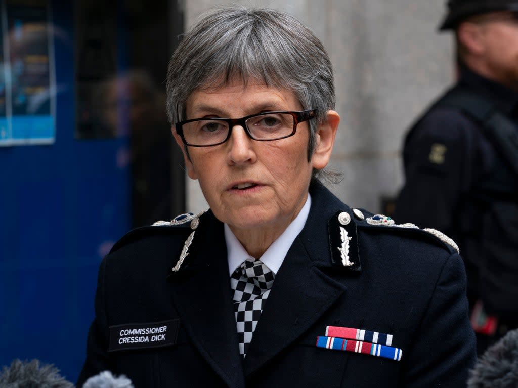 Metropolitan Police Commissioner Dame Cressida Dick has said the force’s plain clothes officers will video call into a control room for verification when stopping women following Sarah Everard’s murder (Ming Yeung/Getty)