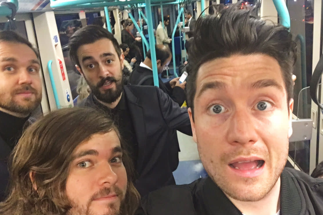 Down to earth: Bastille get the tube to the Brit Awards: Bastille/Twitter