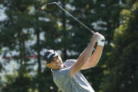 Brendan Steele of the United States hits his tee shot on the fourth hole during the final round of the Zozo Championship golf tournament at Accordia Golf Narashino Country Club on Sunday, Oct. 24, 2021, in Inzai, Chiba Prefecture, Japan. (AP Photo/Tomohiro Ohsumi)