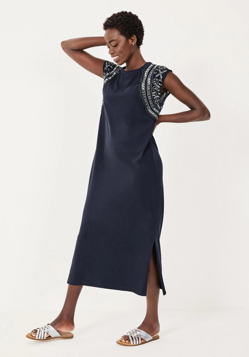 With a relaxed fit, and made from organic cotton, the midnight-blue dress is really versatile. (Hush)