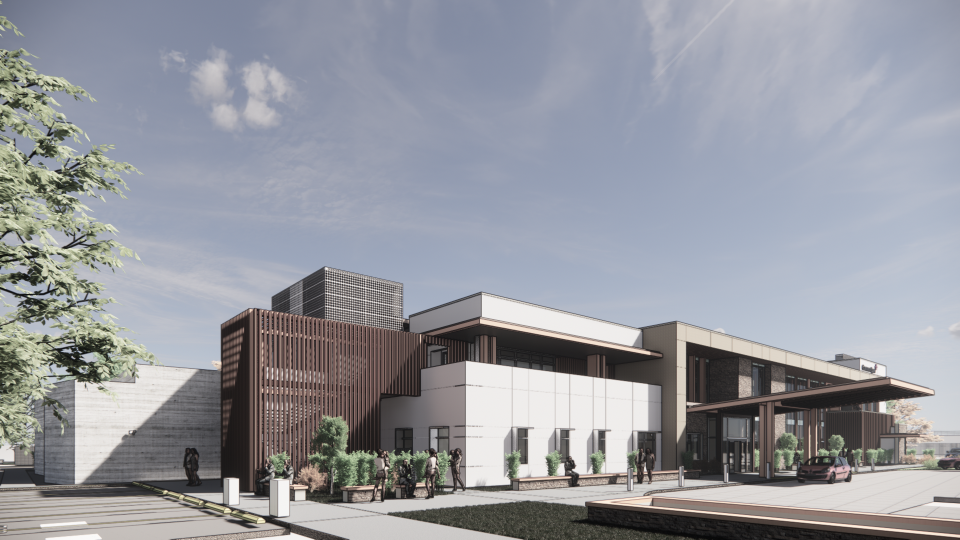 A rendering of the Regional Cancer Center that is being built in Redding near the Sacramento River south of the Cypress Avenue Bridge.