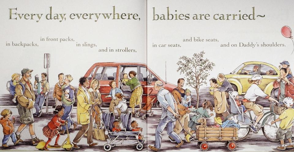 Pages from "Everywhere Babies." It was included on a list of potentially inappropriate books created by a Florida education reform nonprofit due to LGBTQ imagery.