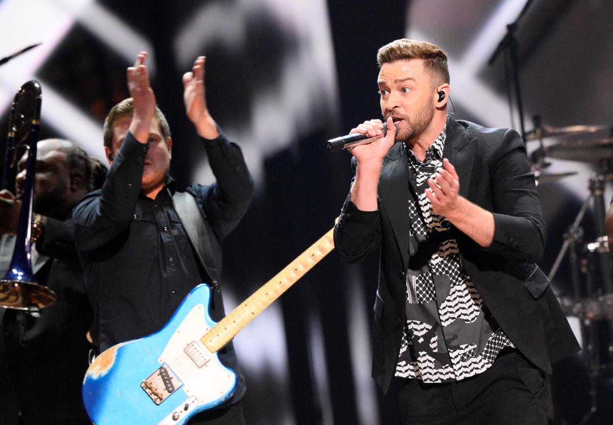 US pop superstar Justin Timberlake preforms his new singel 