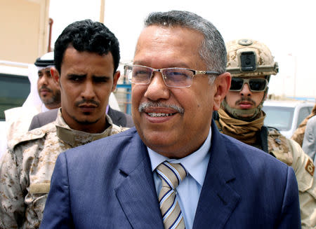 FILE PHOTO: Yemen's Prime Minister Ahmed bin Dagher visits the Red Sea port city of Mukha, Yemen August 6, 2017. REUTERS/Fawaz Salman/File Photo