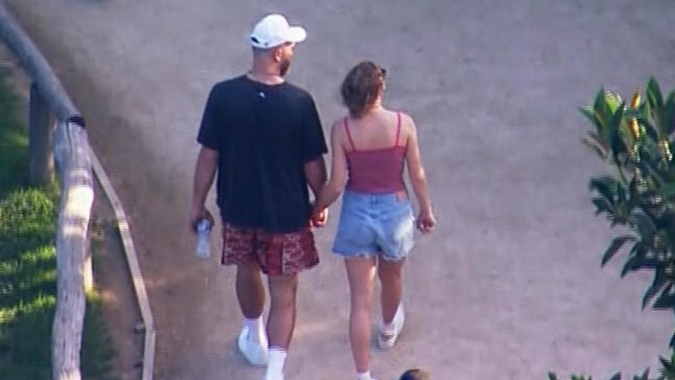 Taylor Swift and her boyfriend Travis Kelce visit Sydney Zoo together. Picture: 9News
