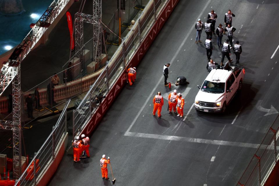 Practice has been paused in Las Vegas while officials investigate a number of manholes and drain covers on the street circuit  (Getty Images)