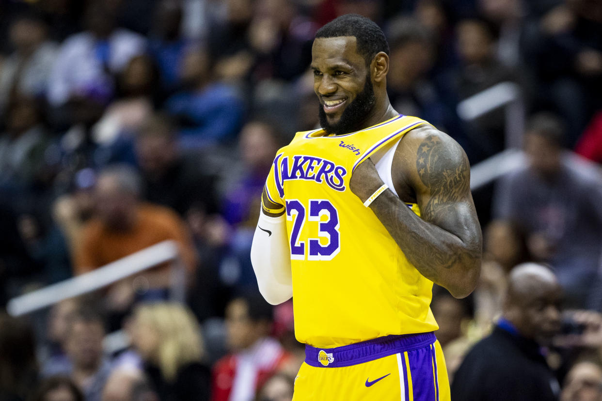LeBron James went after soon-to-be free agents in the NBA All-Star draft. (AP Photo)