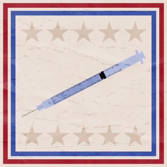 illustration of a syringe in the style of Uncle Sam "I want YOU" posters