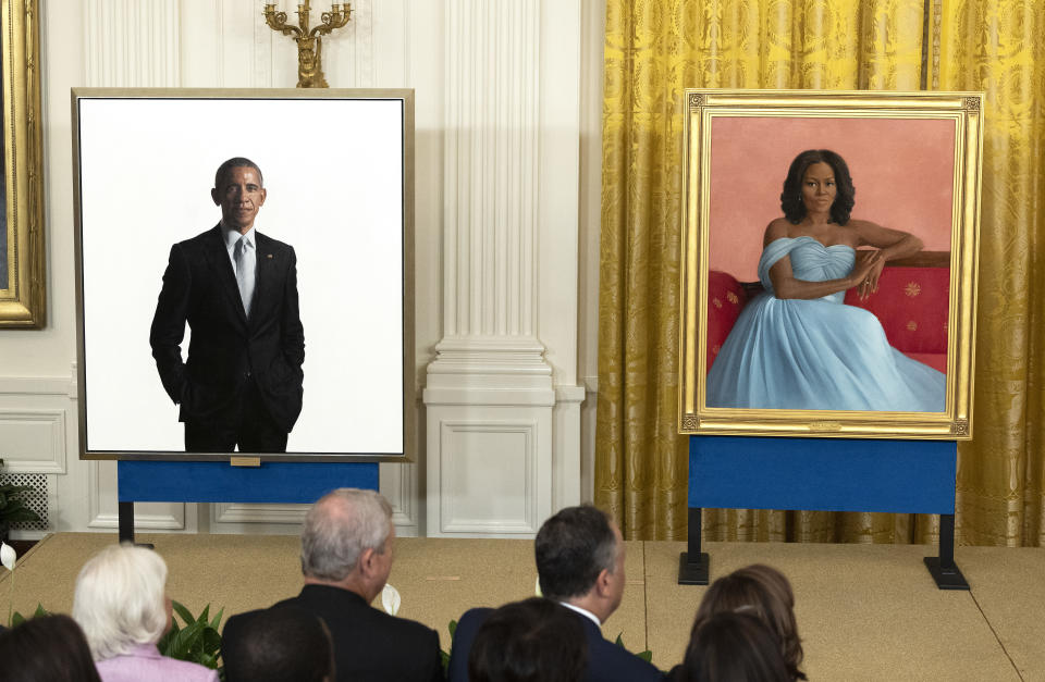 WASHINGTON, DC - SEPTEMBER 07: The official Obama White House portraits are unveiled during a ceremony at the White House on September 7, 2022 in Washington, DC. The Obama’s portraits will be the first official portraits added to the White House Collection since President Obama held an unveiling ceremony for George W. Bush and Laura Bush in 2012. (Photo by Kevin Dietsch/Getty Images)