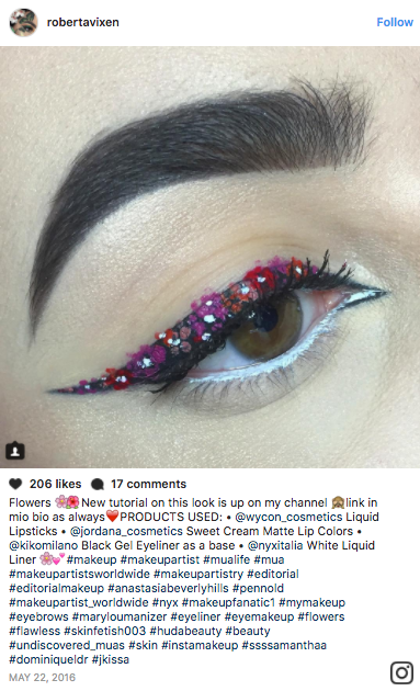 Makeup artists on Instagram have been drawing little flowers along their lash lines to create floral eyeliner.