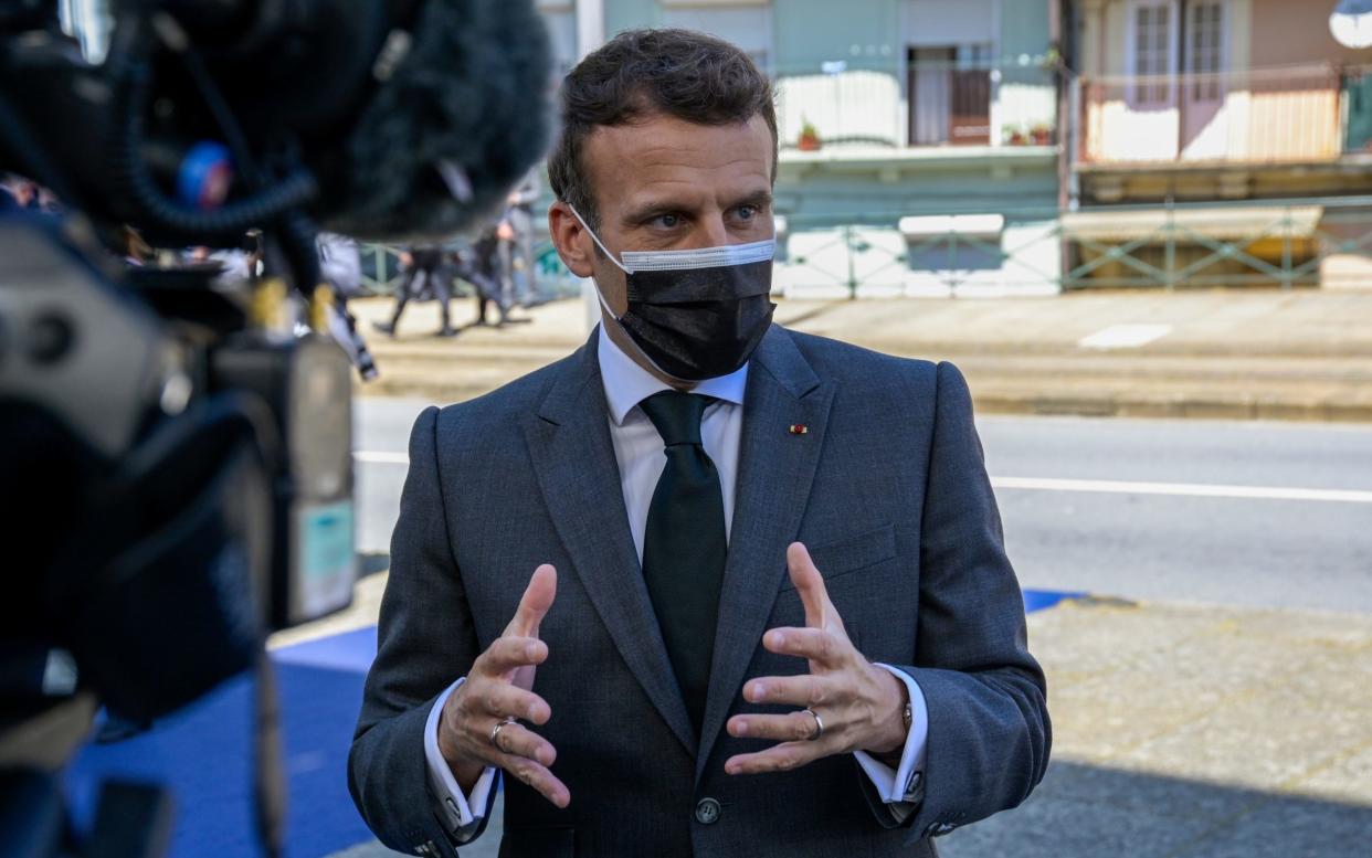 The French president arriving at the EU summit in Porto.  - Getty Images Europe 