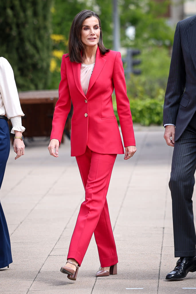 MADRID, SPAIN - APRIL 26: Queen Letizia of Spain attends a commemorative act for the Spanish participation in the Olympic Games Barcelona And Albertville 1992 at the COE 'Spanish Olympic Committee' on April 26, 2024 in Madrid, Spain. (Photo by Paolo Blocco/WireImage)