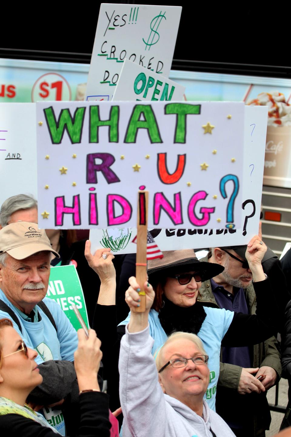 Sue Steel of Nyack, N.Y. at a Tax March in New York City on April 15, 2017.