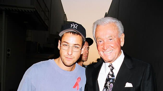 adam sandler and bob barker during 1996 mtv movie awards in los angeles, california, united states photo by jeff kravitzfilmmagic, inc