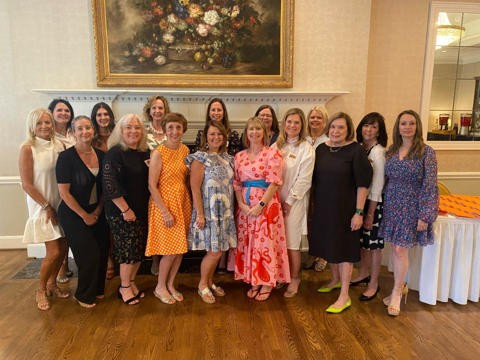 2022 board members from left to right. Mrs. Zachary Scott Stroupe (Penelope), Mrs. Gregory Vincent Cherry Jr. (Tammy), Mrs. Eric Barry Smith (Stephanie), Mrs. Paul Timothy O’Donohue (Katie), Mrs. Jeffrey Ryan Eisenhuth (Amy), Mrs. Michael Lindsey Gibson (Lou Ann), Mrs. Franklin Luther Yarbrough (Barbara), Mrs. Patrick Hoell Smith (Kristie), Mrs. Richard Rankin Jarman Jr. (Amanda), Mrs. Davis McAllister Ferguson (Baity), Mrs. Charles Andy Greene (Becky), Mrs. Bryan Keith Farris (Jami), Mrs. John William Thrower (Marcia), Mrs. James Thomas Comer III (Anne), Mrs. William Sumter Henry (Frances), and Mrs. Jeffrey Kent Howe Jr. (Yvette). Not pictured: Mrs. Douglas Alan Nigbor (Heather).