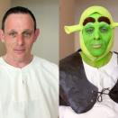 <div class="caption-credit"> Photo by: SWNS</div>Groom Paul Bellas, 42, before and after his ogre tranformation.