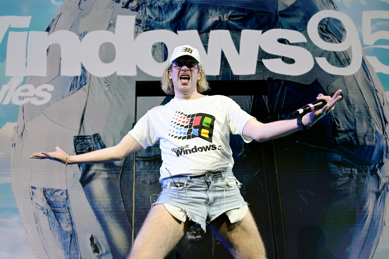 Windows95man onstage during the London Eurovision Party 2024 at Outernet London on April 07, 2024 in London, England. (Photo by Jeff Spicer/Getty Images)