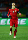 KHARKOV, UKRAINE - JUNE 17: Cristiano Ronaldo of Portugal reacts during the UEFA EURO 2012 group B match between Portugal and Netherlands at Metalist Stadium on June 17, 2012 in Kharkov, Ukraine. (Photo by Lars Baron/Getty Images)