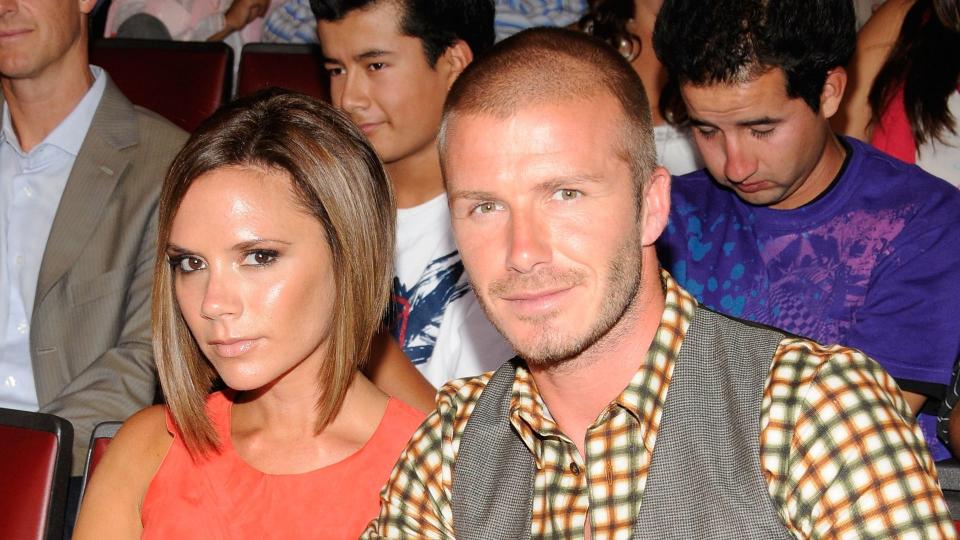 David Beckham with buzz cut with victoria during the 2008 Teen Choice Awards 