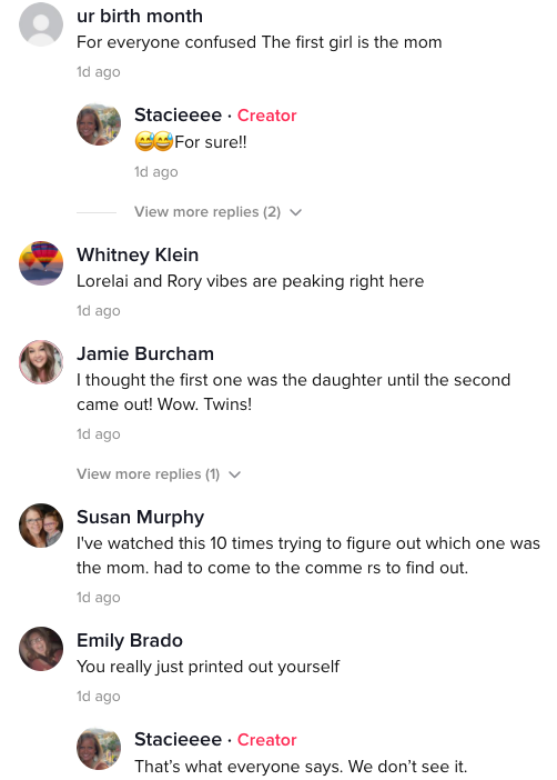 TikTok users are shocked to discover the pair aren't 'besties or sisters'. Photo: TikTok/stacie_smith03.