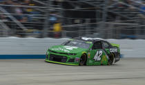 Kyle Larson drives on the way to winning the NASCAR Cup Series playoff auto race Sunday, Oct. 6, 2019, at Dover International Speedway in Dover, Del. (AP Photo/Jason Minto)